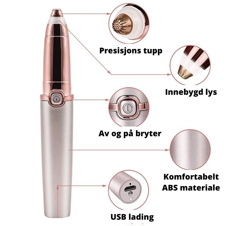 Liten USB-ladbar Elektrisk Hårfjerner - Effektiv for Presise Områder som Nese og Øyebryn